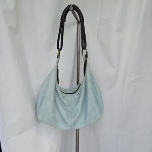 Henri Lou Suede Teal Blue Green Shoulder Bag